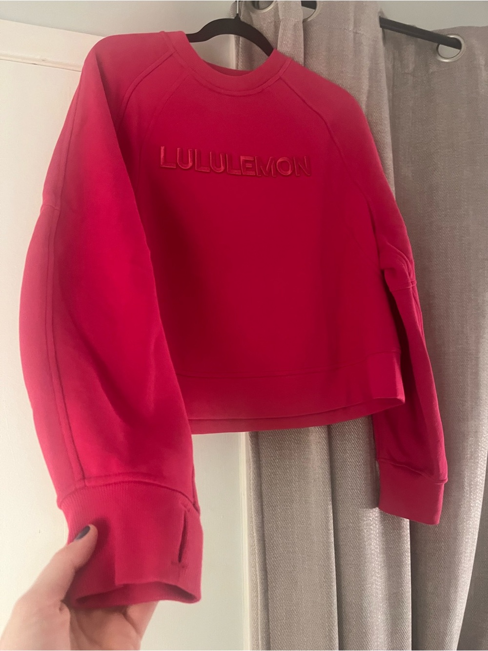 lululemon athletica Women's Bright Red Cropped Crewneck Sweatshirt